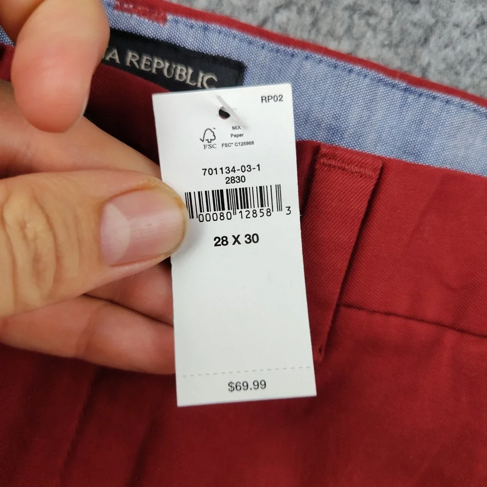 Banana Republic Aiden Slim Fit Stretch Chino Pants Red 28x30 Preppy Office NWT